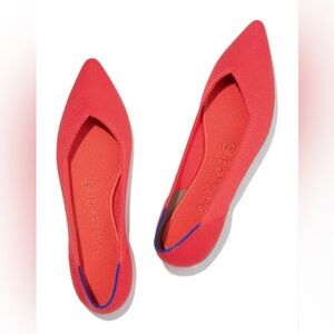 NWOT Rothy’s Women's The Point Flame Red Color Pointed-Toe Flats sz W10.5